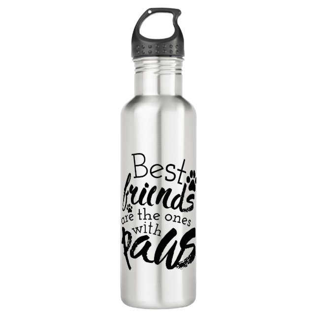 Die besten Freunde haben Paws Dog Companion Quotes Edelstahlflasche (Vorderseite)