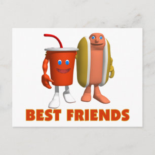 Die besten Freunde Hot Dog & Soda Postkarte