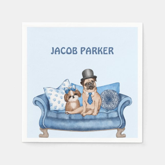Die besten Freunde Hunde auf dem Sofa Serviette (Vorderseite)