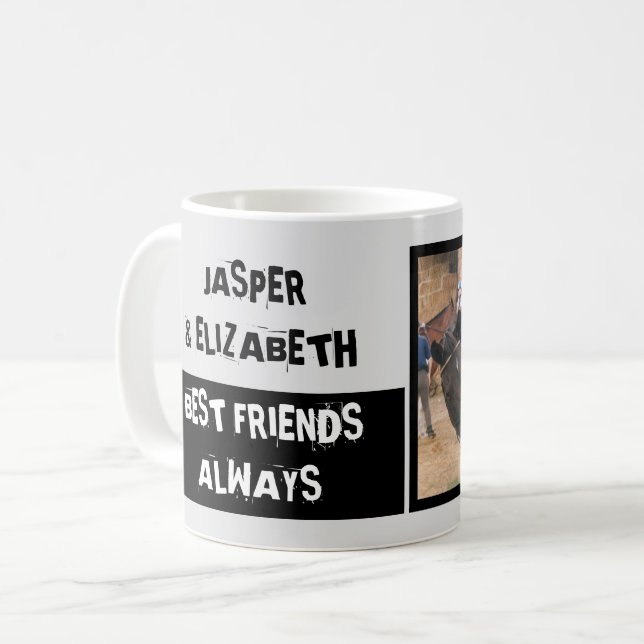 Die besten Freunde immer mich und mein Pferd grau  Kaffeetasse (Vorderseite Links)