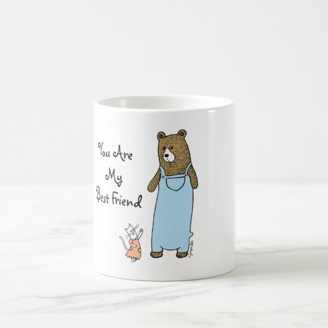 Die besten Freunde Katze und Bär Tasse (Mittel)