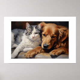 Die besten Freunde Katze und Hund Poster