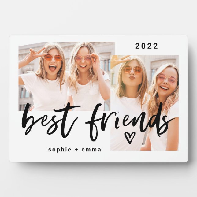 Die besten Freunde | Lässiges Skript und Zwei-Foto Fotoplatte (Vorderseite)