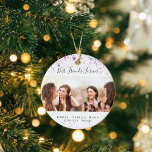 Die besten Freunde lila Foto-Namen Keramik Ornament<br><div class="desc">Ein Geschenk für Ihre besten Freunde zu Geburtstagen,  Weihnachten oder einem besonderen Ereignis. Schwarzer Text: Best Friends Forever,  geschrieben mit einem trendigen handgeschriebenen Stil Skript. Personalisieren und verwenden Sie Ihr eigenes Foto und Ihre eigenen Namen. Ein schick weißer Hintergrund,  mit lila Imitaten Glitzer Staub verziert.</div>