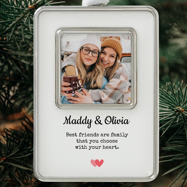 Die besten Freunde Moderne FotoCollage | BESTE FRE Rahmen-Ornament Silber (Best Friends Modern Photo Collage | BFF Christmas Christmas Ornament)