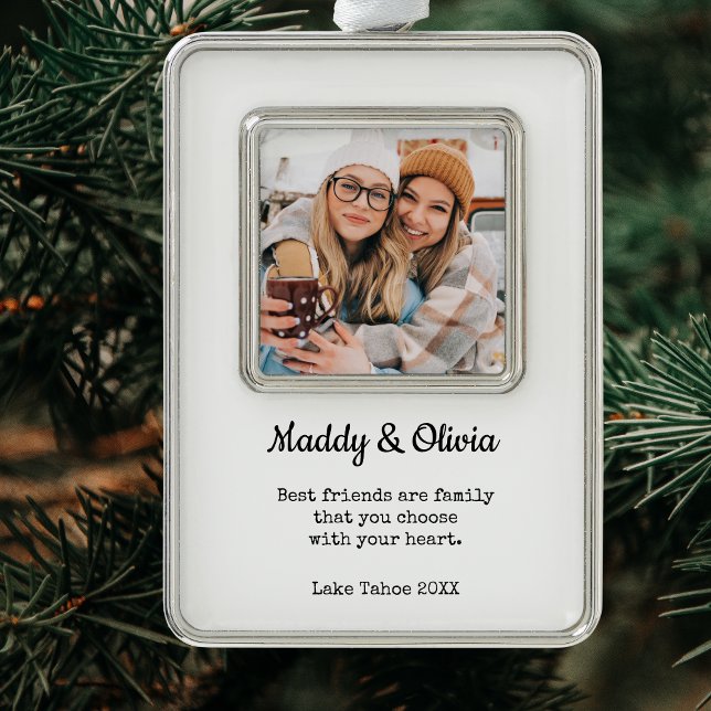 Die besten Freunde Moderne FotoCollage | BESTE FRE Rahmen-Ornament Silber (Best Friends Modern Photo Collage | BFF Christmas Christmas Ornament)