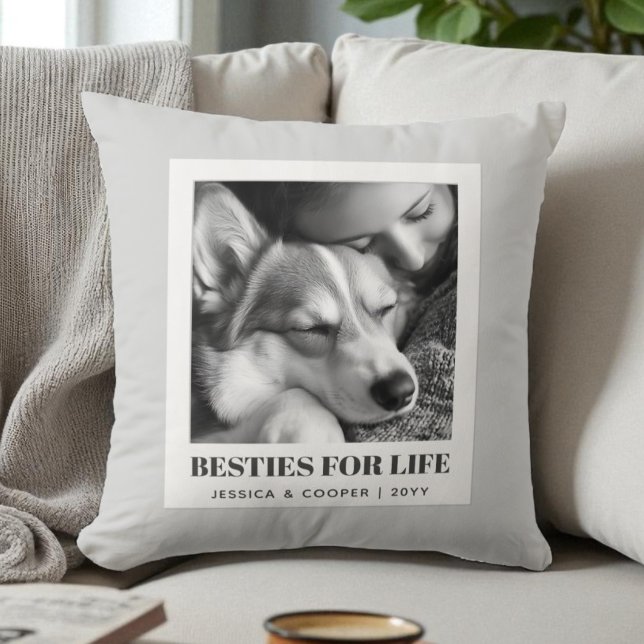 Die besten Freunde Moderner Grauer Hund Mama Haust Kissen (Best Friends Modern Gray Dog Mom Pet Photo Throw Pillow)