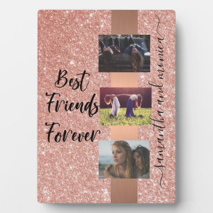 Die besten Freunde Monogram Foto Rose Gold Fotoplatte
