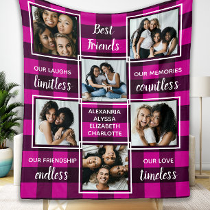 Die besten Freunde Pink Buffalo Kariert 6 FotoColl Fleecedecke