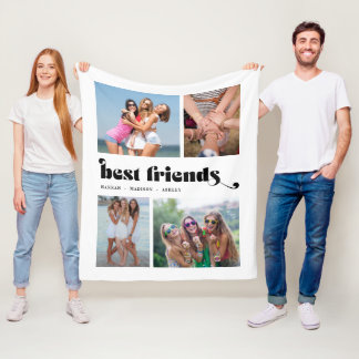 Die besten Freunde Retro 4 FotoCollage Fleecedecke