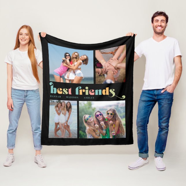 Die besten Freunde Retro 4 FotoCollage Fleecedecke (Beispiel)