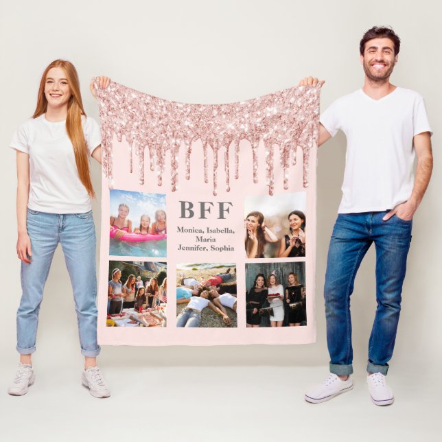 Die besten Freunde Rose Goldene Rose Glitzer Foto  Fleecedecke (Beispiel)