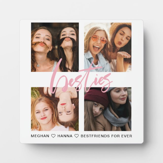 Die besten Freunde Square 4 Fotos sammeln rosa Bes Fotoplatte (Vorderseite)