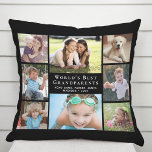 Die besten Großeltern der Welt - Collage Black Kissen<br><div class="desc">Geben Sie den besten Großeltern der Welt ein individuelles Kissen mit einer 8-Foto-Collage ihrer Enkel,  ihren Namen und "Weltbesten Großeltern" in eleganter weißer Typografie auf schwarzem Hintergrund.</div>
