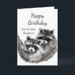 Die besten jungen Raccoon-Tiere der Welt Karte<br><div class="desc">World’s Best Boyfriend Birthday Cute Watercolor Raccoon Animals</div>