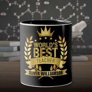 Die besten Lehrer Schwarz und Gold 5 Sterne Zweifarbige Tasse