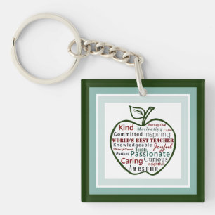 Die besten Lehrer Typografie Art Green Apple Schlüsselanhänger