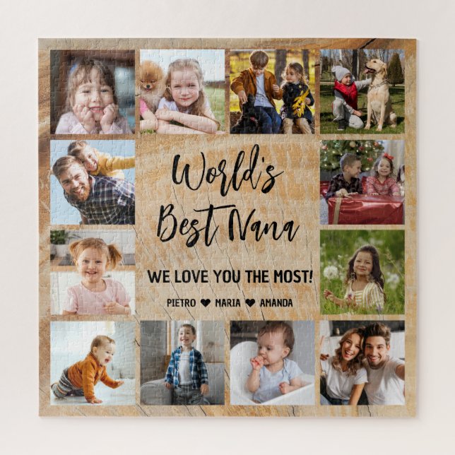 Die besten Nana Grandkids 12 FotoCollage Puzzle (Vertikal)