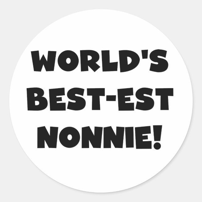 Die besten Nonnie-Geschenke der Black Text World Runder Aufkleber (Vorderseite)