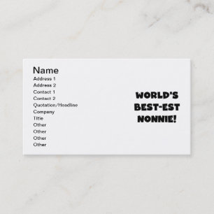 Die besten Nonnie-Geschenke der Black Text World Visitenkarte