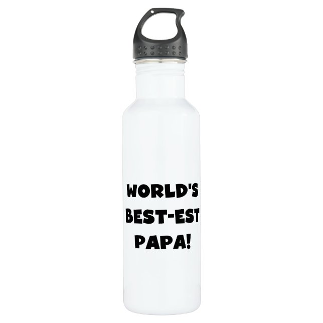 Die besten Papa-Hemden der Black Text World Edelstahlflasche (Vorderseite)
