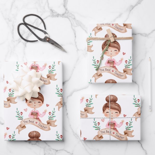 Die besten Papierblätter für Lehrer Geschenkpapier Set (Vorderseite)
