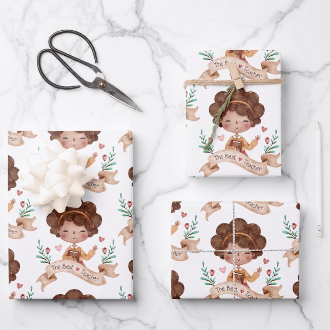 Die besten Papierblätter für Lehrer Geschenkpapier Set (Vorderseite)