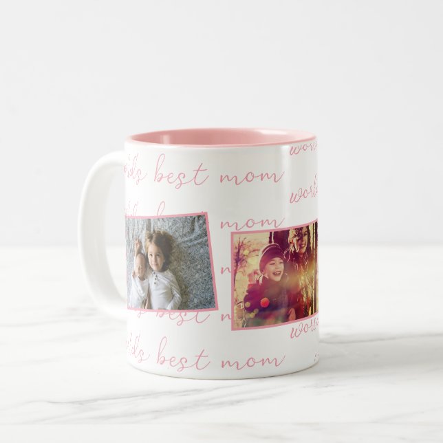 Die besten rosa Fotos der Welt für die Mama Zweifarbige Tasse (Vorderseite Links)