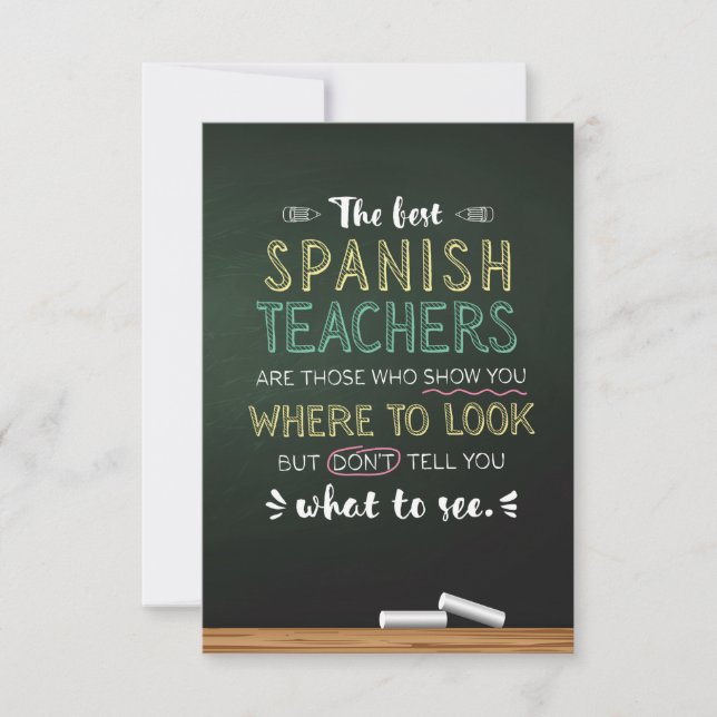 Die besten spanischen Lehrer Dankeskarte (Vorderseite)