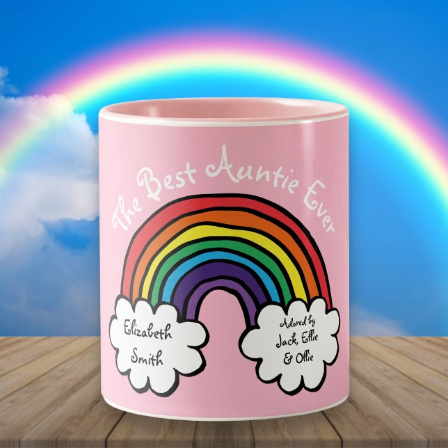 Die besten Tantchen je in Regenbogenfarben Zweifarbige Tasse (The Best Auntie Ever Rainbow Pink Two-Tone Coffee Mug)