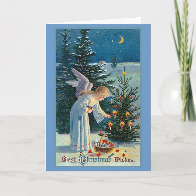 "Die besten Weihnachtswünsche" Vintag Feiertagskarte (Vorderseite)