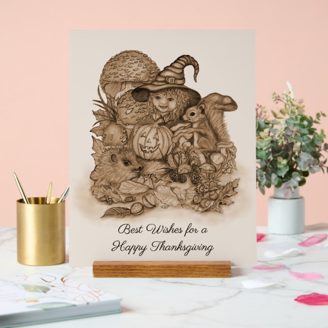 Die besten Wünsche für ein glückliches Erntedankfe Acrylschild (Hochzeit)