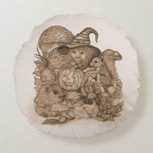 Die besten Wünsche für ein glückliches Erntedankfe Rundes Kissen