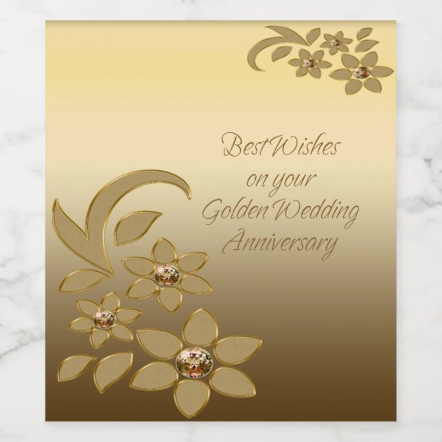 Die besten Wünsche für Ihr goldenes Jubiläum Weinetikett (Einzelnes Label)