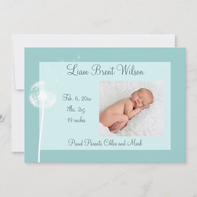 Die besten Wünsche!!! Geburtsankündigung 1 (Türkis Ankündigung (Vorderseite)