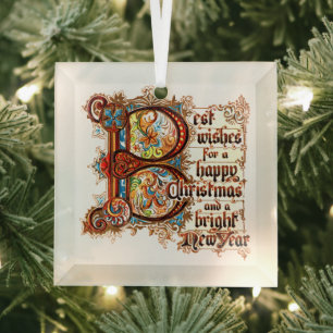 Die besten Wünsche (in illuminierten Buchstaben) z Ornament Aus Glas
