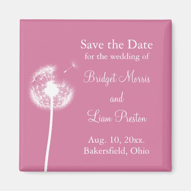 Die besten Wünsche! Save the Date (Fuchsie) Magnet (Vorne)