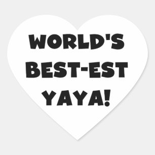 Die besten Yaya-Geschenke der Black Text World Herz-Aufkleber