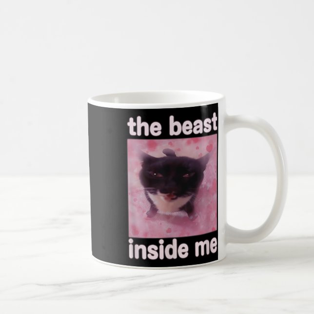 Die Bestie in mir Funny Cat Meme Geschenk für Männ Kaffeetasse (Rechts)