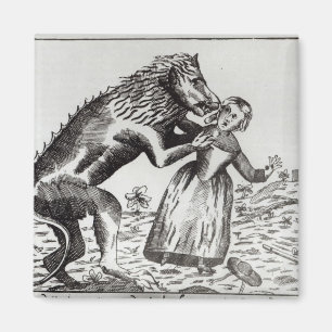 Die Bestie von Gevaudan, die ein junges Mädchen an Magnet