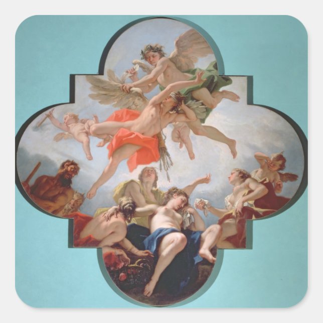 Die Bestrafung von Cupid (Öl auf Leinwand) Quadratischer Aufkleber (Vorderseite)