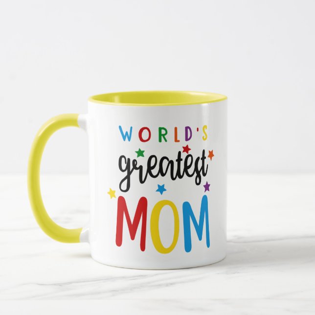 Die bestste Mama der Welt - bunte Tee-Kaffee-Tasse Tasse (Links)
