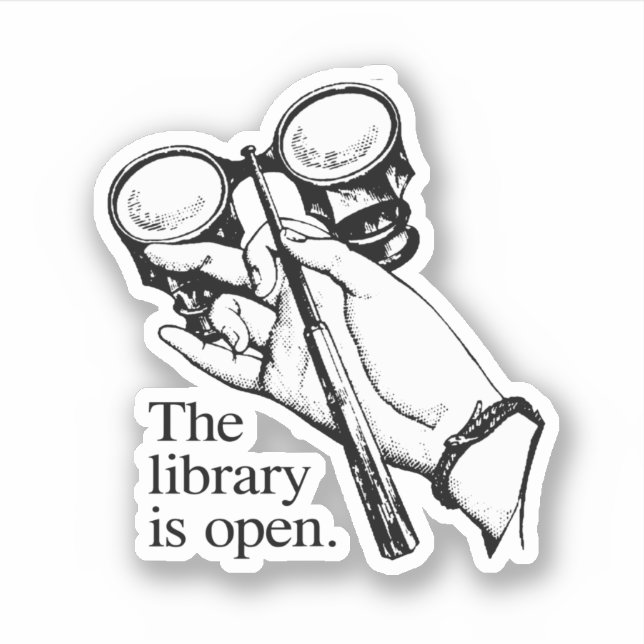 Die Bibliothek ist geöffnet Aufkleber (Vorderseite)