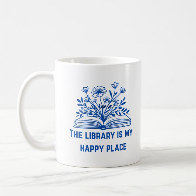 Die Bibliothek ist mein glücklicher Ort - Inspirat Kaffeetasse (Links)