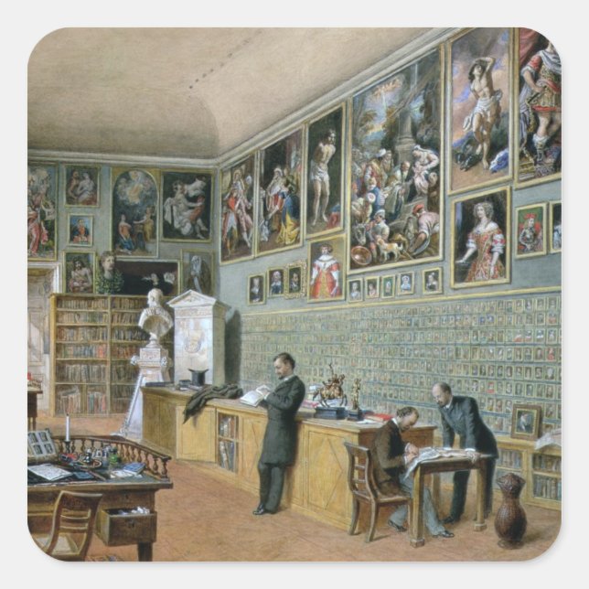 Die Bibliothek Quadratischer Aufkleber (Vorderseite)