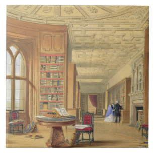 Die Bibliothek, Windsor Schloss, 1838 (Farbelitho) Fliese