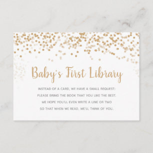 Die Bibliotheks-Buch-Antrag des Goldconfetti-Babys Einladung