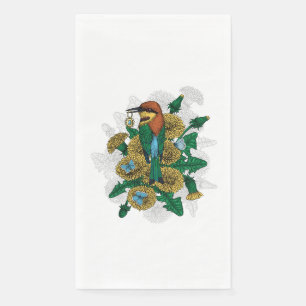 Die Biene isst mit dem goldenen Anhänger Serviette