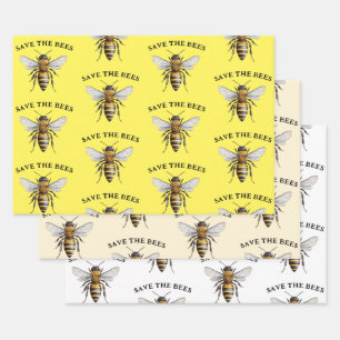 Die Bienen gelb gerettet Geschenkpapier Set
