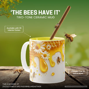 "Die Bienen haben es" Zwei-Töne-Keramik-Tasse Zweifarbige Tasse